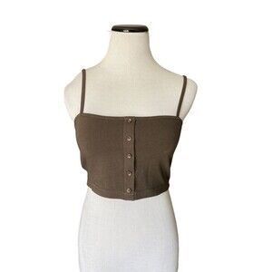 Brandy Melville Womens Isidore Button Cropped Tank Top Size XS/S Brown John Galt